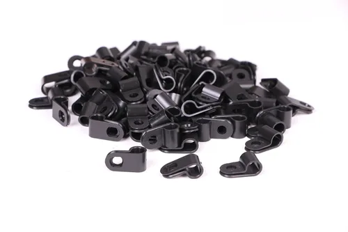 Shapenty Montaje de tornillo de nailon negro tipo R sujetador de abrazadera de cable cables de plástico clip de cable organizador para 1/4