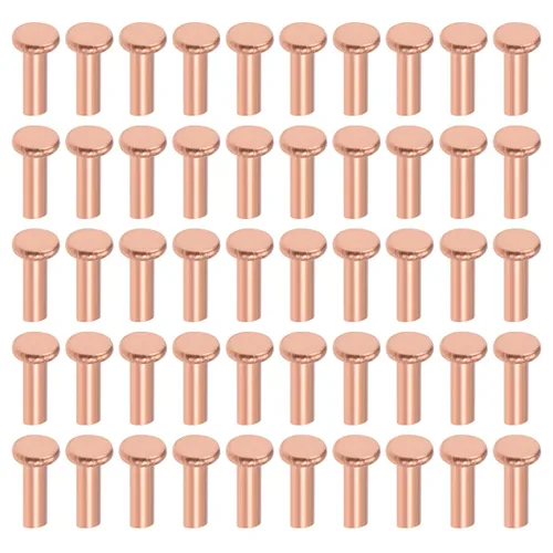 Miniatura 11 de uxcell 100 remaches sólidos de cobre, remaches metálicos de cabeza plana de 1/8 x 5/32 pulgadas para aplicaciones eléctricas, suministros de trabajo