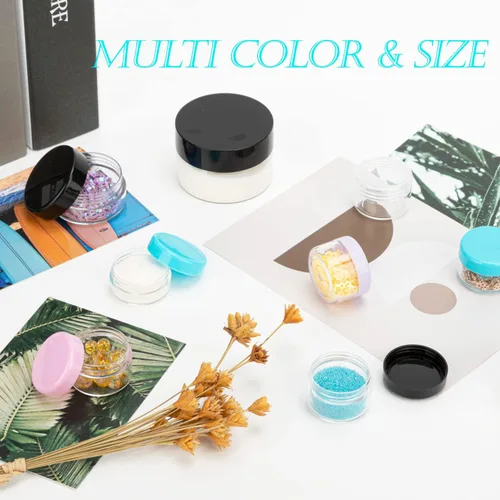 Miniatura 6 de Envases de muestra de 3 gramos con tapas, 75 paquetes de tarros de muestra diminutos con etiquetas, envases cosméticos de plástico mini para Tapa