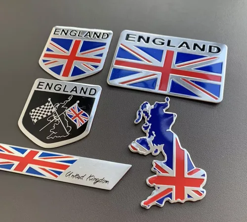 Miniatura 3 de 5 piezas de calcomanías de emblema de bandera de la Unión Jack británica de metal para autos, camiones y SUV, calcomanías patrióticas de la bandera