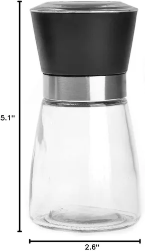 Miniatura 6 de BlueSnail Manual Grips - Botella de condimento para molinillo de sal y pimienta (5.1 pulgadas, negro)
