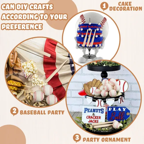 Miniatura 6 de Libima Juego de 36 piezas de mini bates de béisbol de 8 pulgadas y pelotas de béisbol de espuma de 2 pulgadas, pequeños murciélagos de madera sin