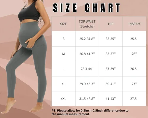 Miniatura 6 de XNHAN Leggings de maternidad para uso diario sobre el vientre con bolsillos, pantalones elásticos de yoga para embarazo, ropa deportiva cómoda