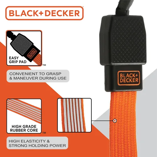Miniatura 7 de Black+Decker BDX1018 - Juego de 6 correas de trinquete de 10 pies y correa elástica de 36 pulgadas, carga de trabajo segura de 300 libras
