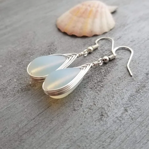 Miniatura 23 de Yinahawaii Handmade Sea Glass Earrings, Hawaiian Jewelry, Wire Braided Earrings Teardrop Earrings, Beach Jewelry Sea Glass Jewelry For Women Cobalt