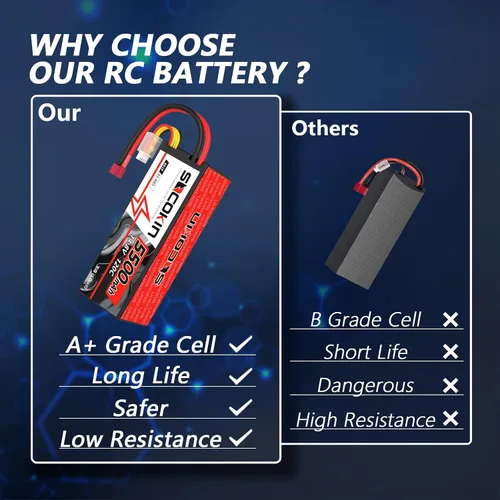 Miniatura 4 de 4S Lipo Battery 5500mAh 14.8V 120C Batería Lipo con enchufe T Deans Estuche rígido para RC Car Truck Tank RC Buggy Truggy RC Model Racing Hobby