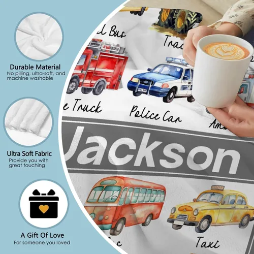 Miniatura 7 de Mantas con nombre personalizado, manta de transporte personalizada, manta de automóvil ultrasuave para niños y niñas, regalo de 40 x 50 pulgadas