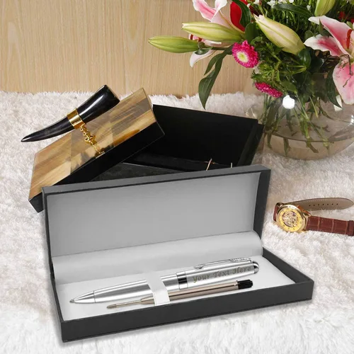 Miniatura 6 de Bolígrafos personalizados, estuche para bolígrafos grabado personalizado para hombres, bolígrafos Twist Action 0.7, juego de bolígrafos de Negro