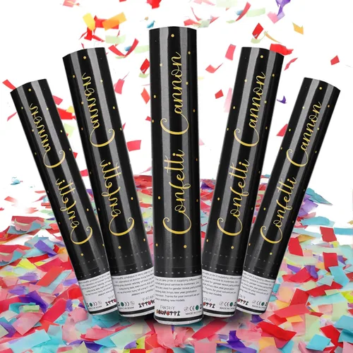 Miniatura 7 de Paquete de 5 cañones de confeti dorados de 12 pulgadas, cañones de confeti para fiestas de graduación, bodas, fiestas de cumpleaños y celebración