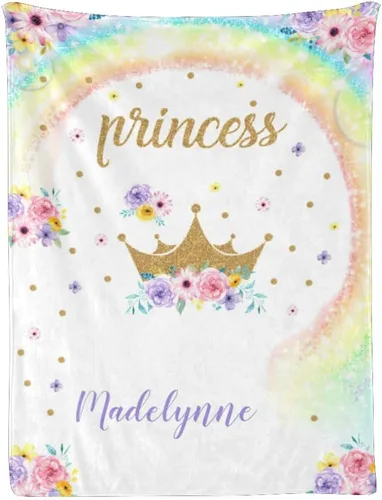 Miniatura 10 de Mantas de bebé personalizadas con nombre, mantas de bebé personalizadas para niñas, regalos de bebé, manta personalizada con corona de princesa