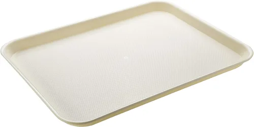 Miniatura 2 de Eslite Bandejas rectangulares de plástico para servir, bandejas de cafetería de comida rápida, 17 x 13 pulgadas, juego de 6 (beige)