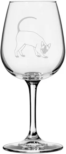 Miniatura 7 de Copa de vino de 12.75 onzas con temática de gato abisinio grabada para todo uso