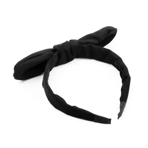 Miniatura 3 de Huachi Diademas de lazo para niñas y mujeres, para Halloween, color negro, lindo turbante anudado con orejas de conejo, accesorios para el cabello