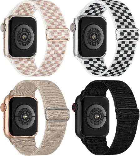 Miniatura 14 de Paquete de 4 correas elásticas Solo Loop compatibles con Apple Watch de 1.496 pulgadas, 1.575 pulgadas, 1.614 pulgadas, 1.654 pulgadas, 1.732