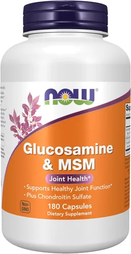 NOW Suplementos alimenticios, glucosamina y MSM más sulfato de condroitina, salud de las articulaciones*, 180 cápsulas vegetales