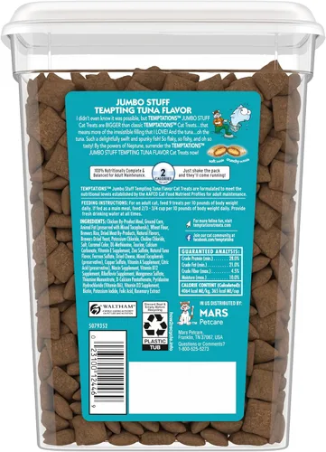 Miniatura 2 de TEMPTATIONS Jumbo Stuff Bocadillos crujientes y suaves para gato sabor Atún tentador, 14 onzas Envase