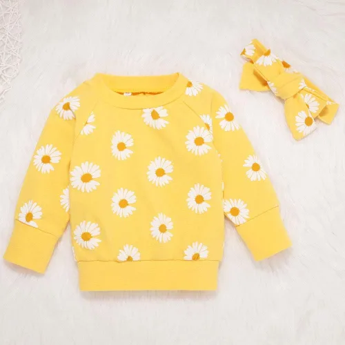 Miniatura 3 de Ropa para bebé, 3 piezas de manga larga, lindo conjunto de camisetas y pantalones para niños pequeños