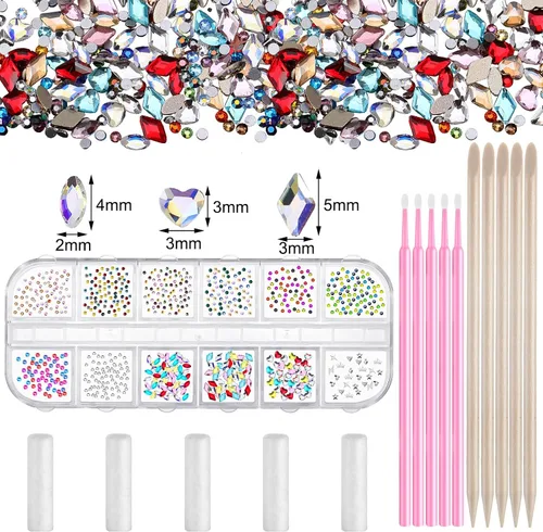 Miniatura 2 de Sosation Kit de 377 piezas de gemas de dientes para mujer, kit de joyería de dientes de moda de cristal artificial, juego de iniciación de gemas