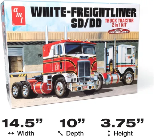 Miniatura 5 de Kit de modelo AMT White Freightliner 2-en-1 SC/DD Cabover Tractor (75º Aniversario) a escala 1:25