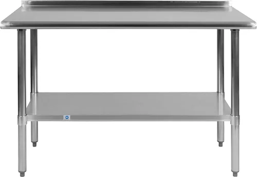 Miniatura 7 de Flash Furniture Rawcliffe - Mesa de trabajo y preparación de acero inoxidable de calibre 18 con protector contra salpicaduras y estante inferior