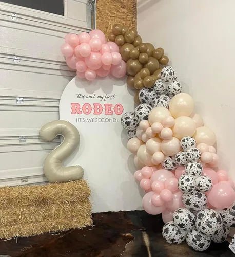 Miniatura 4 de Kit de guirnalda de arco de globos de color rosa claro, doble relleno, mate, rosa, marrón, crema, melocotón, globos de látex de diferentes tamaños