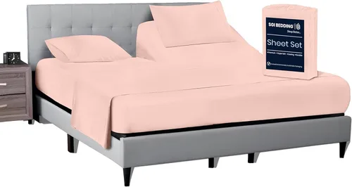 Miniatura 17 de SGI bedding Sábana Queen de 28" con Parte Superior Dividida Flex Head, 100% Algodón Egipcio, Cuenta de Hilos 1000, Sábana Superior Flex para Cama