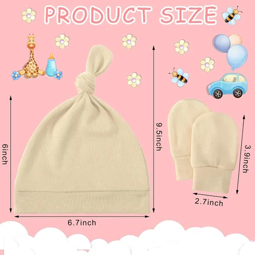 Miniatura 2 de Toulite Juego de 10 calcetines para bebé recién nacido, gorro y manoplas suaves para el tobillo, para niños y niñas