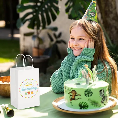 Miniatura 8 de MESHA Bolsas de papel de regalo de 5.25 x 3.75 x 8 pulgadas, pequeñas bolsas de papel blancas con asas a granel, 100 bolsas de papel kraft