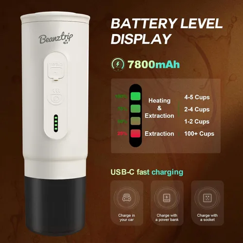 Miniatura 3 de H02 PRO - Cafetera portátil para café, cafetera eléctrica para viajes, máquina de café expreso para café molido y cápsulas NS, mini cafetera de 20