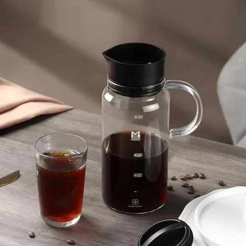 Miniatura 7 de Cafetera de café frío, jarra de café helado de 34 oz/1 L con filtro de acero inoxidable extraíble, jarra de cerveza fría de vidrio para café helado