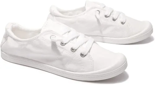 Miniatura 6 de Tenis de lona para mujer, sin cordones, caña baja, informales, clásicos, cómodos, planos, a la moda