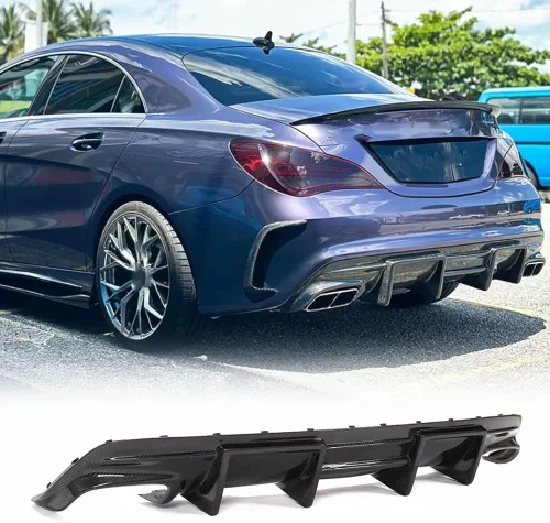 Difusor trasero de fibra de carbono compatible con Mercedes Benz W117 C117 CLA200 CLA250 Sport y CLA45 AMG Sedan 2013-2019, cubierta de parachoques