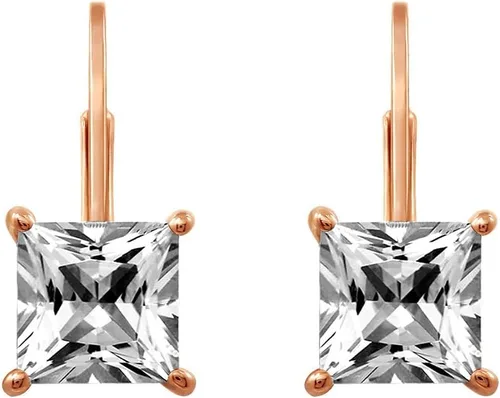Miniatura 2 de Tienda Essentials Sterling Silver Princess Cut Leverback Earrings made with Infinite Elements Cubic Zirconia (previously Tienda Collection)