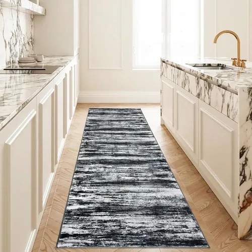Miniatura 43 de KOZYFLY – Alfombra de pasillo moderna y lavable de diseño abstracto verde, 2 x 5 pies, antideslizante, suave y de pelo corto, ideal para cocina