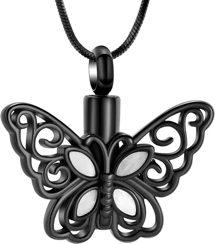 Miniatura 46 de Minicremation Joyas de cremación para cenizas – Collar conmemorativo de mariposa con colgante de urna para cenizas de seres queridos