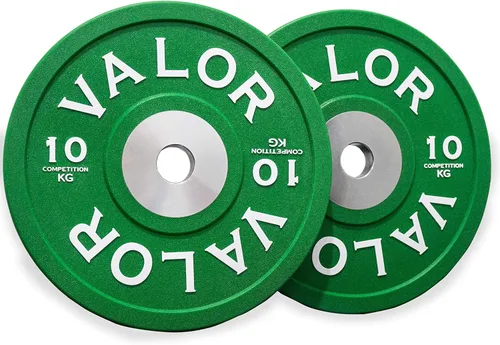 Valor Fitness BPKG - Placas de parachoques de poliuretano de kilogramo (KG) para levantamiento de pesas olímpico, codificadas por colores para