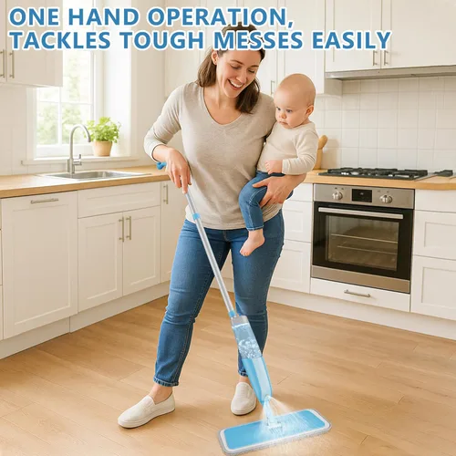 Miniatura 7 de Trapeadores húmedos en aerosol para limpieza de suelos de madera dura: mopa MEXERRIS con 3 almohadillas lavables para Swiffer Powermop - Trapeador