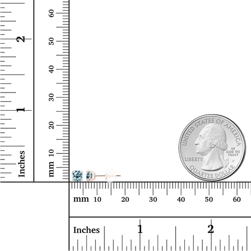 Miniatura 4 de Aretes de tuerca de oro macizo de 14 quilates de 0.157 in con corte cojín para mujer, hipoalergénicos, aretes de tuerca con piedras preciosas