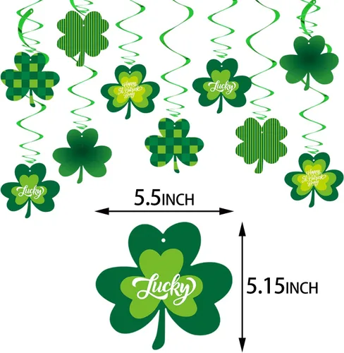Miniatura 2 de Decoraciones del día de San Patricio, serpentinas de banderines – 20 piezas de trébol verde para el día de San Patricio, decoración de baby shower