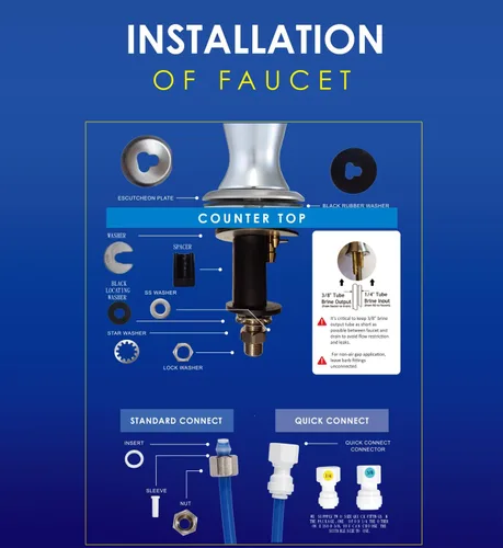 Miniatura 2 de Llave RO sin plomo con espacio de aire de 3 líneas, llave de filtración de agua potable, ósmosis inversa (níquel cepillado), certificación NSF