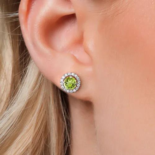 Miniatura 10 de Gem Stone King Aretes redondos de plata de ley 925 de 0.236 in con piedra natal extraíble para mujer