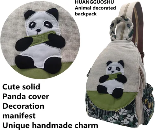 Miniatura 28 de HUANGGUOSHU Mochila de algodón tejida de algodón bohemio con bordado de lona estilo bohemio con múltiples bolsillos retro linda mochila cartera