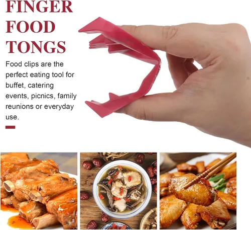 Miniatura 4 de Yardwe Paquete de 12 pinzas de plástico resistentes al calor, para un agarre limpio y comer sin problemas de aperitivos, alas de pollo y alimentos