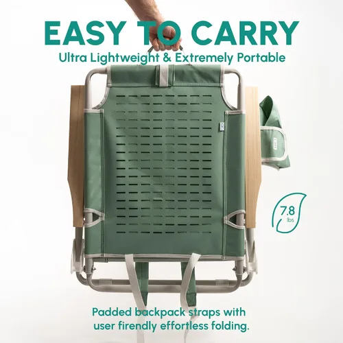 Miniatura 4 de SUN'Y Escapes - Silla de playa tipo mochila, fabricada con plásticos encuadernados al océano, personalizable con accesorios MOLLE, ultraligera