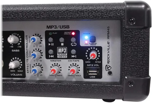 Miniatura 8 de Rockville Mezclador accionado de la consola de mezcla de la placa sonora RPM45 1800w para la iglesia/la escuela