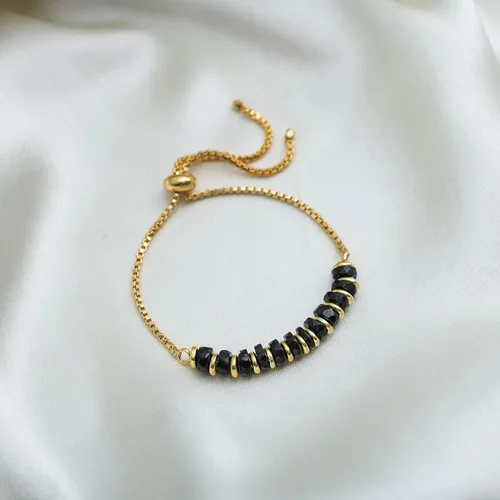 Miniatura 60 de Natural Heishi Beads With Spacers Slider Bracelet Gemstone Healing Jewelry With 14k Yellow Gold Plated 8- Inch Adjustable Length
