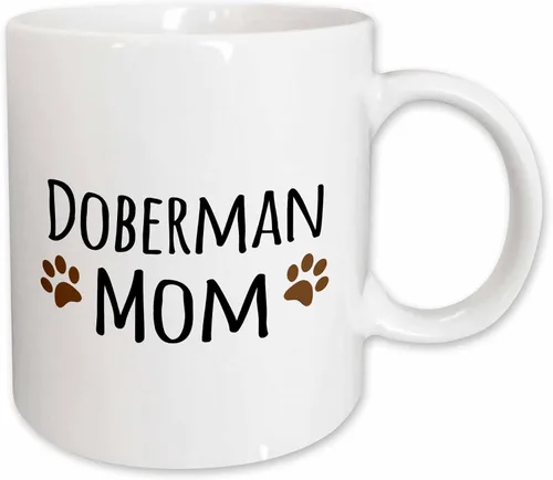 Miniatura 8 de 3dRose Doberman Pinscher Mom-Doggie by Breed-Brown Muddy Paw Prints - Taza de 11 onzas, color negro