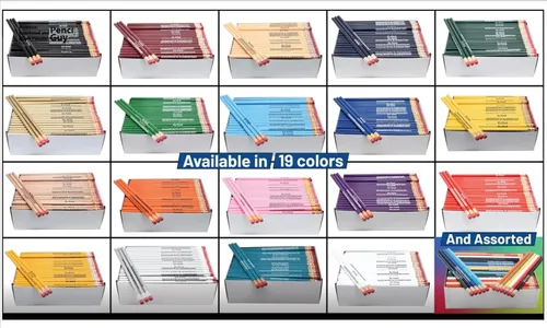 Miniatura 4 de Lápices redondos personalizados con impresión promocional de Pencil Guy, 144 por caja. ¡19 colores para elegir! Amarillo
