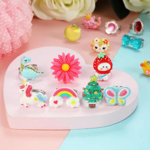 Miniatura 6 de PinkSheep Little Girl Jewel Rings in Box, Adjustable, No Duplication, Girl Pretend Play and Dress Up Rings (24 Lovely Ring)