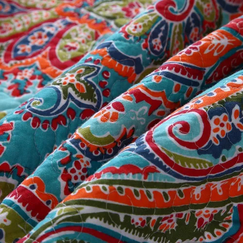 Miniatura 5 de NEWLAKE - Manta acolchada para cama, sofá y sillón, diseño floral europeo hermoso, 60X78 Pulgadas Naranja/Azul